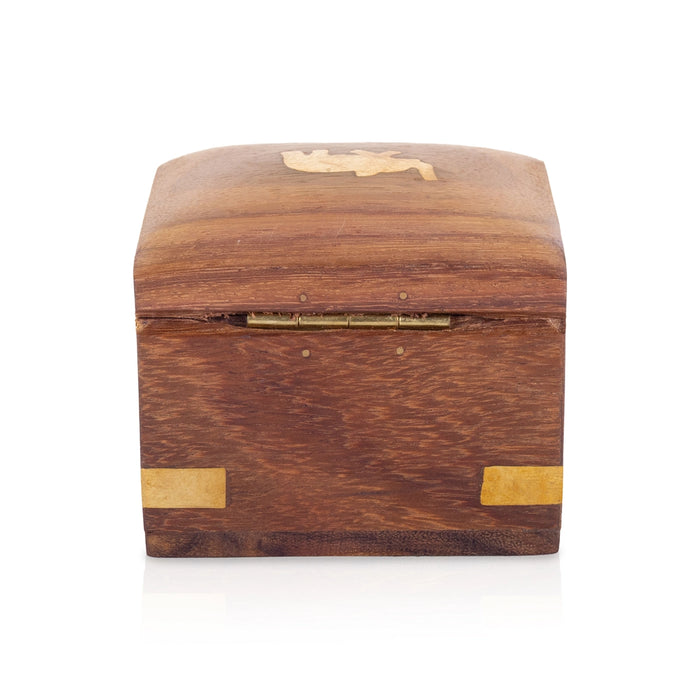 Jewel Box - 2 x 2.5 Inches | Elephant Inlaid Design Storage Box/ Wooden Box for Women