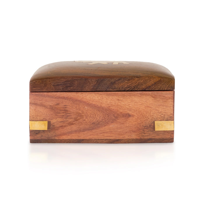 Jewel Box - 2 x 4 Inches | Elephant Inlaid Design Wooden Box/ Storage Box for Ladies & Gifting