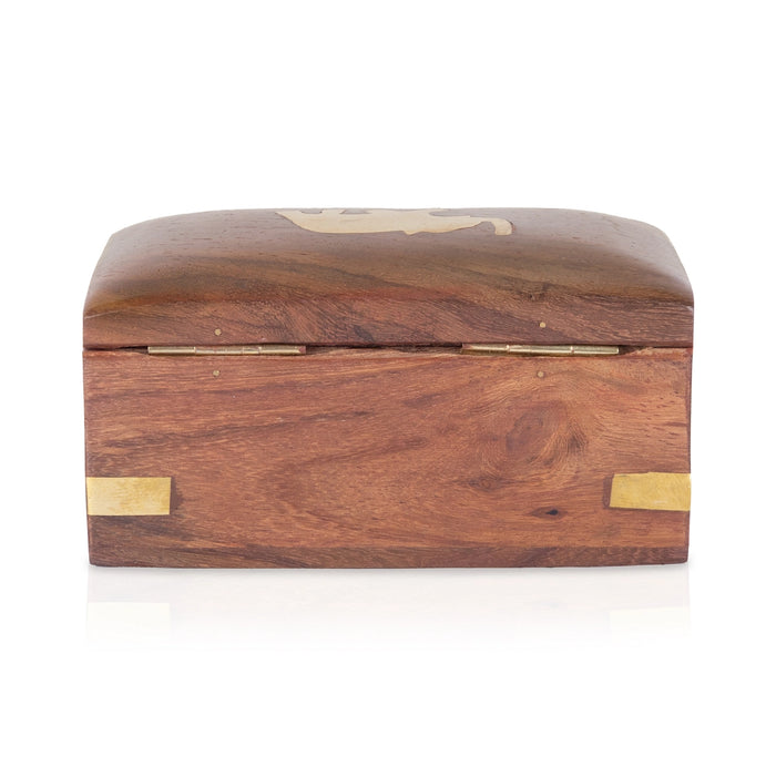 Jewel Box - 2 x 4 Inches | Elephant Inlaid Design Wooden Box/ Storage Box for Ladies & Gifting