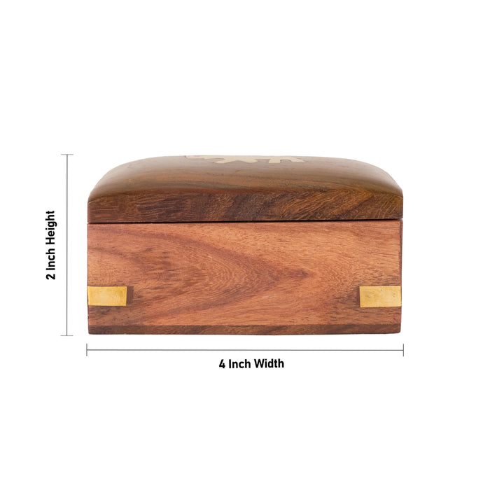 Jewel Box - 2 x 4 Inches | Elephant Inlaid Design Wooden Box/ Storage Box for Ladies & Gifting