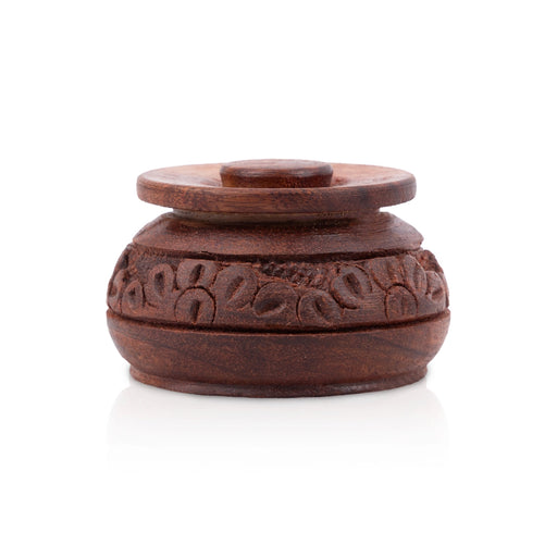 Kumkum Box - 1.5 x 2 Inches | Wooden Kumkum Bharani/ Sindoor Pot for Women - Sindoor Box