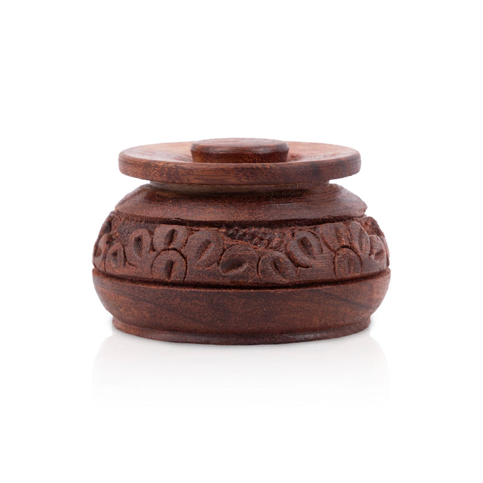 Kumkum Box - 1.5 x 2 Inches | Wooden Kumkum Bharani/ Sindoor Pot for Women - Sindoor Box