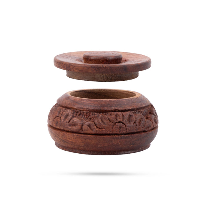 Kumkum Box - 1.5 x 2 Inches | Wooden Kumkum Bharani/ Sindoor Pot for Women - Sindoor Box