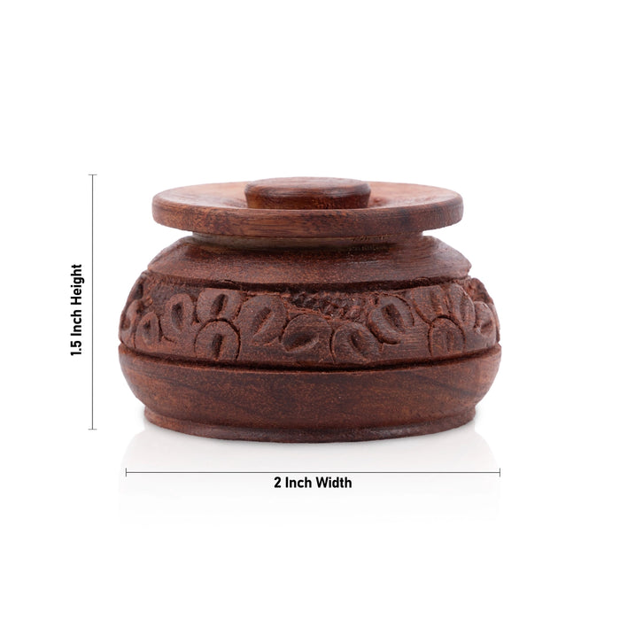 Kumkum Box - 1.5 x 2 Inches | Wooden Kumkum Bharani/ Sindoor Pot for Women - Sindoor Box