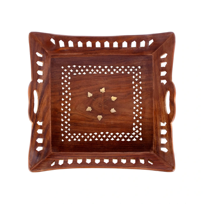 Fruit Tray - 1.5 x 12 Inches | Jali work Design Serving Tray / Table Tray / Wooden Tray for Home
