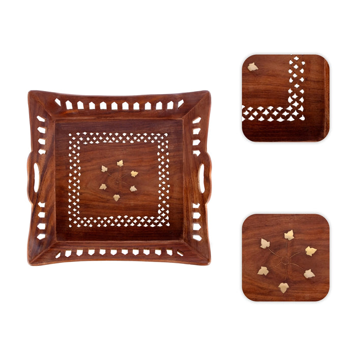 Fruit Tray - 1.5 x 12 Inches | Jali work Design Serving Tray / Table Tray / Wooden Tray for Home