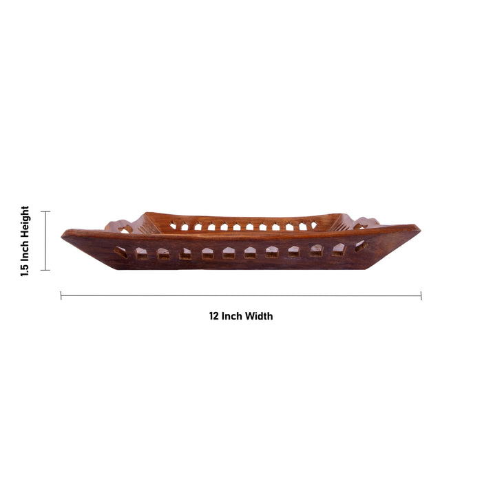 Fruit Tray - 1.5 x 12 Inches | Jali work Design Serving Tray / Table Tray / Wooden Tray for Home