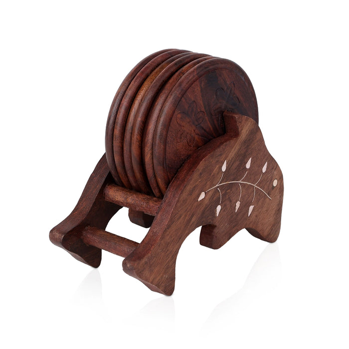 Wooden Coasters Set - 4.5 x 4.75 inches | Dolphin Shaped Wooden Table Coasters for Home - Kitchen
