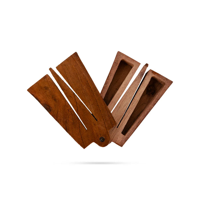 Namam Shape Thiruman Box - 1.25 X 4 Inches | Wooden Box/ Storage Container For Spiritual Storage - Pooja Box & Paduka