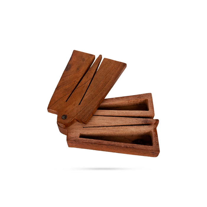 Namam Shape Thiruman Box - 1.25 X 4 Inches | Wooden Box/ Storage Container For Spiritual Storage - Pooja Box & Paduka