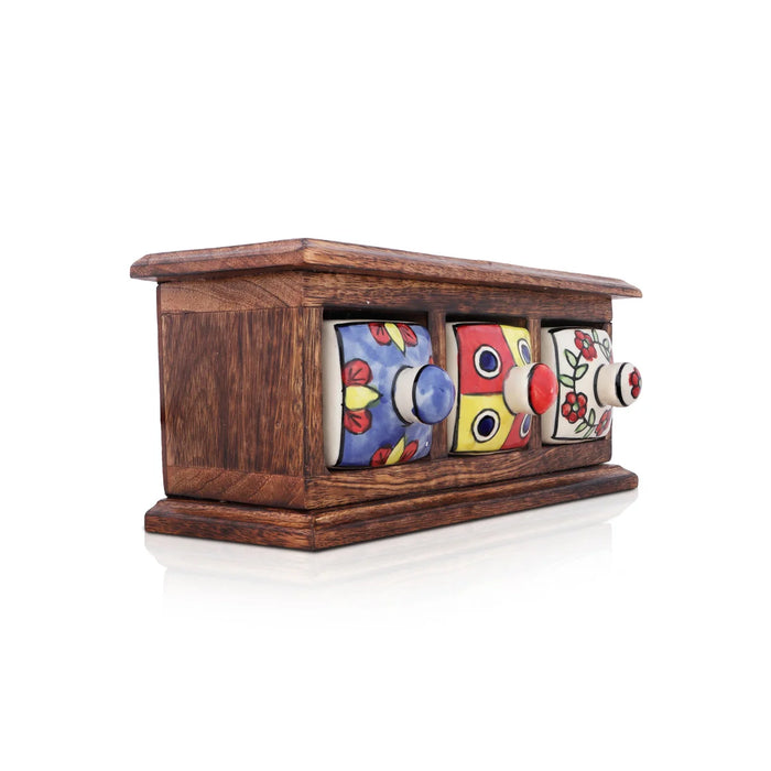 Almirah with 3 Drawer | Mini Wooden Box/ Storage Box for Home - Table Stand Accessories