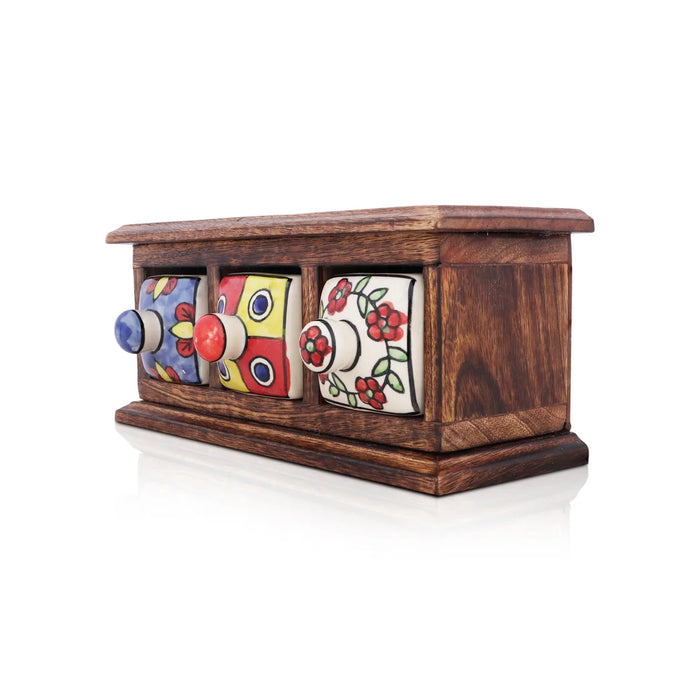 Almirah with 3 Drawer | Mini Wooden Box/ Storage Box for Home - Table Stand Accessories