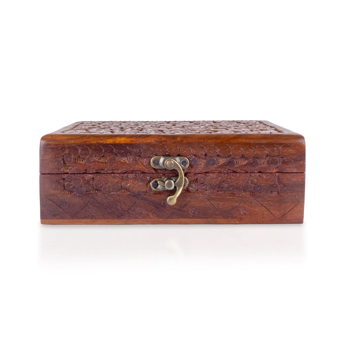 Jewel Box - 2.5 x 7 Inches | Storage Box / Kashmiri Design Wooden Box / Container for Women