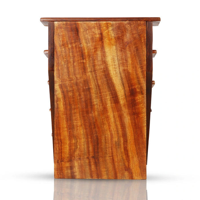 Golu Stand - 11.5 x 8.5 Inches | Wooden Golu Padi/ 5 Steps Golu Steps/ Engraved Flower Design Kolu Stand for Deity - Kolupadi Stand