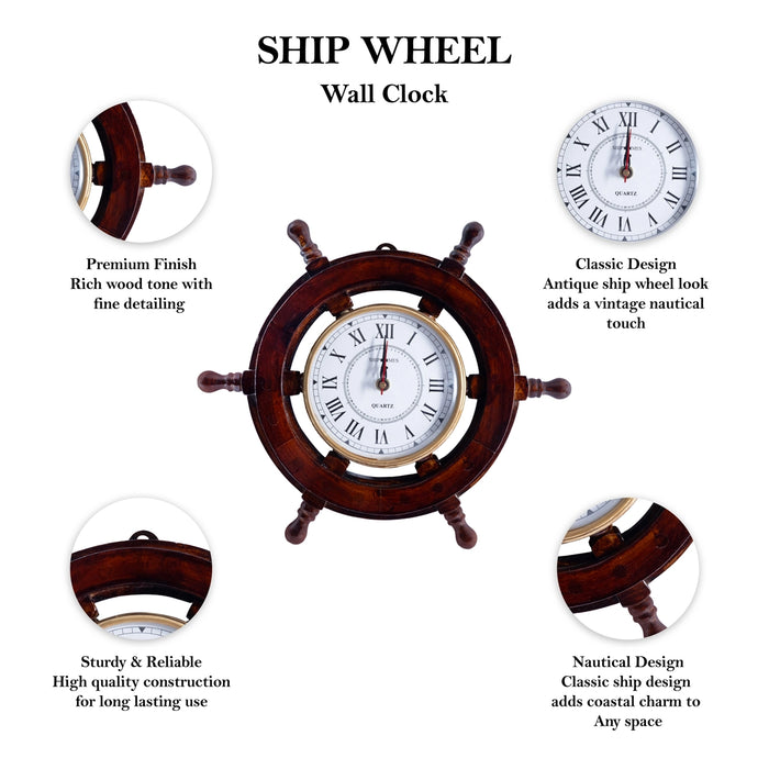 Wall Clock - 16 x 16 Inches | Small / Wooden Clock/ Wheel Design Clock For Home Decor