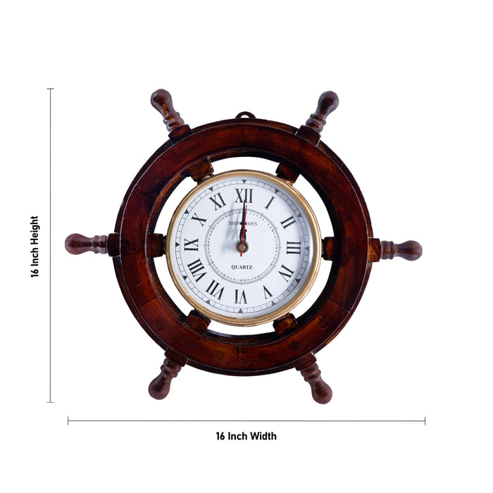 Wall Clock - 16 x 16 Inches | Small / Wooden Clock/ Wheel Design Clock For Home Decor