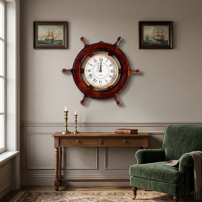 Wall Clock - 16 x 16 Inches | Small / Wooden Clock/ Wheel Design Clock For Home Decor