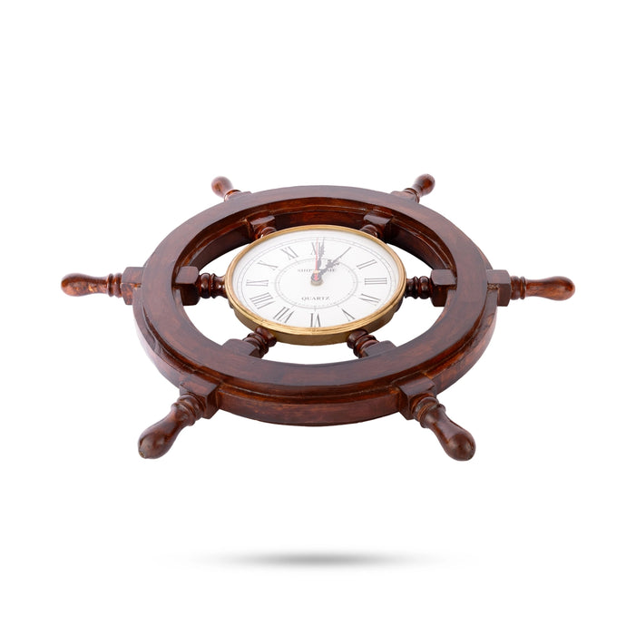 Analog Clock - 16 x 16 Inches | Medium/ Wheel Design Wooden Clock/ Hanging Clock For Wall Decor