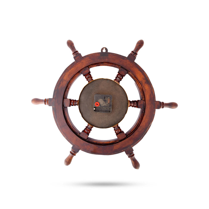 Analog Clock - 16 x 16 Inches | Medium/ Wheel Design Wooden Clock/ Hanging Clock For Wall Decor