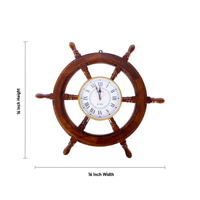 Wheel Design Clock - 16 x 16 Inches | Big / Wooden Clock/ Analog Clock For Wall Decor
