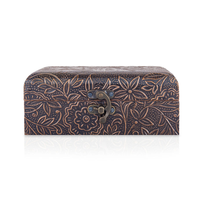 Jewel Box - 4 x 6 Inches | Half Round Shape Storage Box/ Flower Design Wooden Box for Women