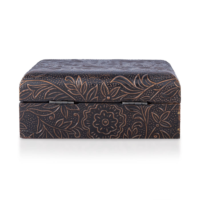 Jewel Box - 4 x 6 Inches | Half Round Shape Storage Box/ Flower Design Wooden Box for Women