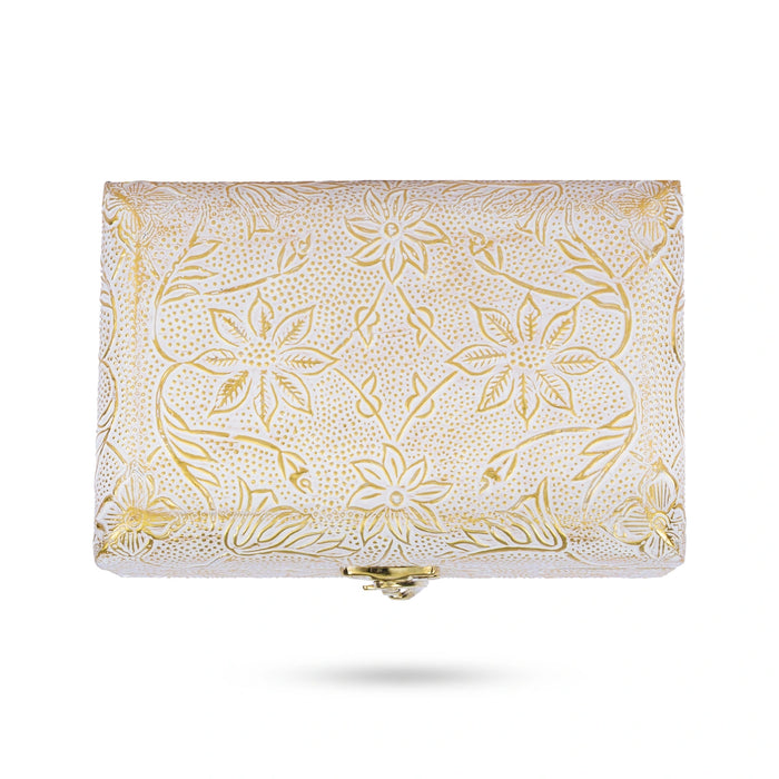 Jewel Box - 4 x 6 Inches | Half Round Shape Storage Box/ Flower Design Wooden Box for Women
