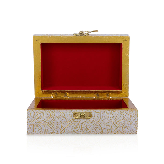 Jewel Box - 4 x 6 Inches | Half Round Shape Storage Box/ Flower Design Wooden Box for Women