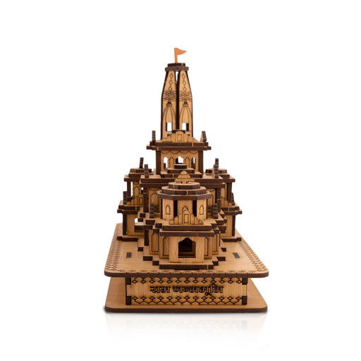 Ayodhya Ram Temple - 6 x 3.5 Inches | Wooden Mandir/ Ayodhya Ram Mandir for Home Decor - Table Stand Accessories