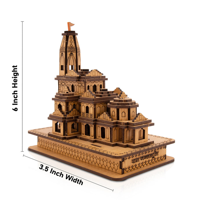 Ayodhya Ram Temple - 6 x 3.5 Inches | Wooden Mandir/ Ayodhya Ram Mandir for Home Decor