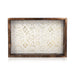 Wooden Tray - 2 x 11.5 Inches | Wooden Serving Tray/ Silver Sheet Inlaid Design Pooja Tray for Home - Pooja Plate & Tray