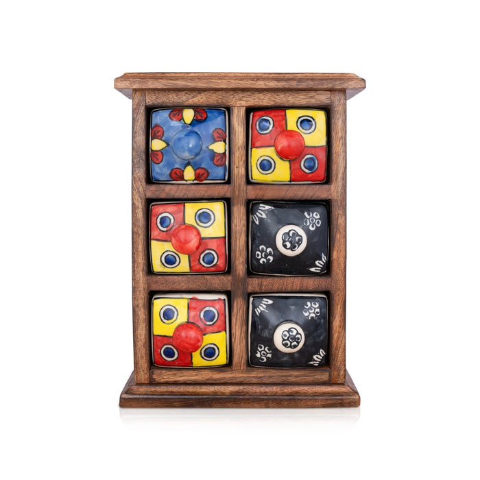 Almirah with 6 Drawer - 10 x 7 Inches | Mini Wooden Box/ Storage Box for Home/ 2.400 Kgs Approx - Table Stand Accessories