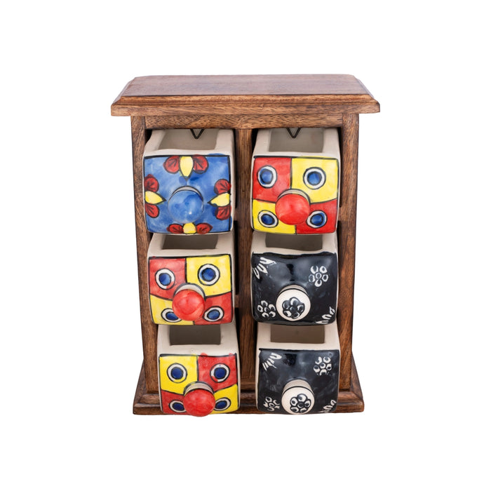 Almirah with 6 Drawer - 10 x 7 Inches | Mini Wooden Box/ Storage Box for Home/ 2.400 Kgs Approx - Table Stand Accessories