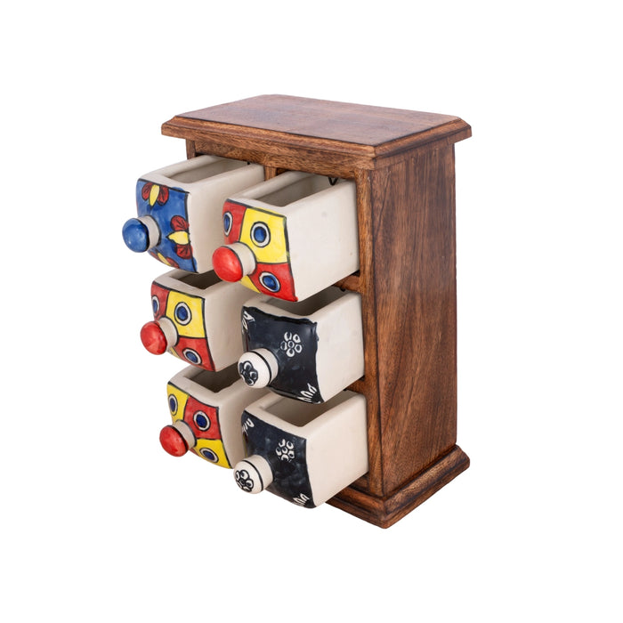 Almirah with 6 Drawer - 10 x 7 Inches | Mini Wooden Box/ Storage Box for Home/ 2.400 Kgs Approx - Table Stand Accessories