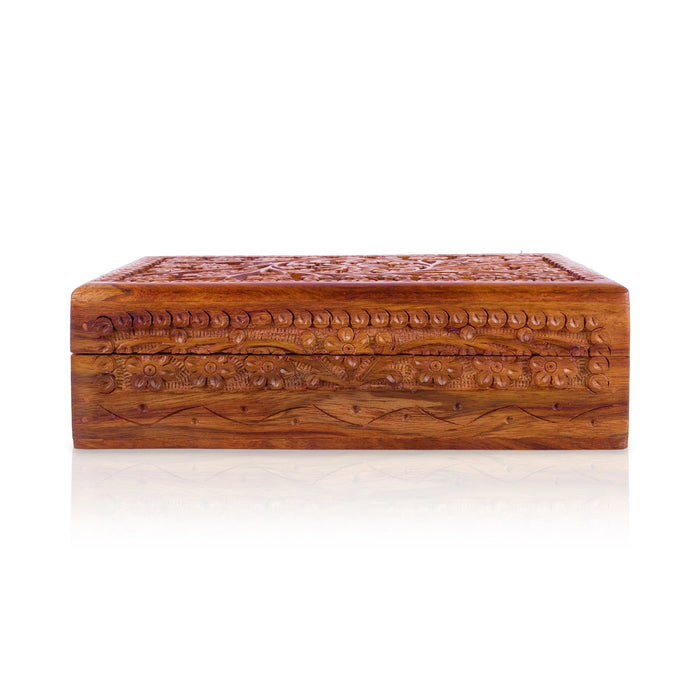 Kashmiri work Box - 2.5 x 8 Inches | Storage Container / Wooden Box/ Jewellery Organizer