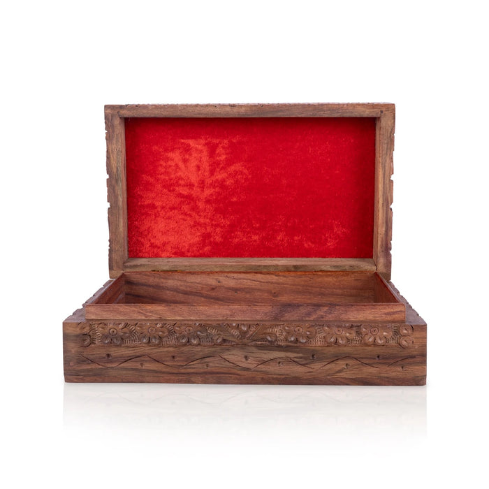Kashmiri work Box - 2.5 x 8 Inches | Storage Container / Wooden Box/ Jewellery Organizer