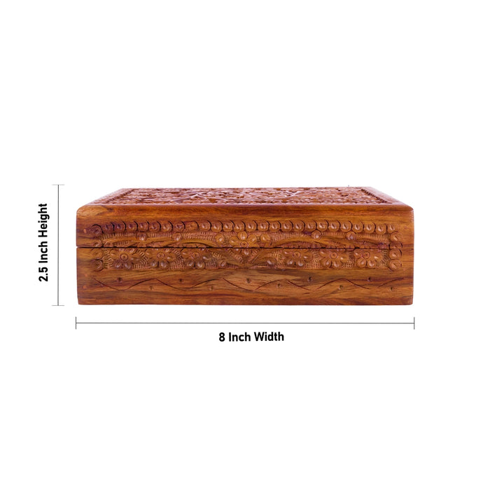 Kashmiri work Box - 2.5 x 8 Inches | Storage Container / Wooden Box/ Jewellery Organizer