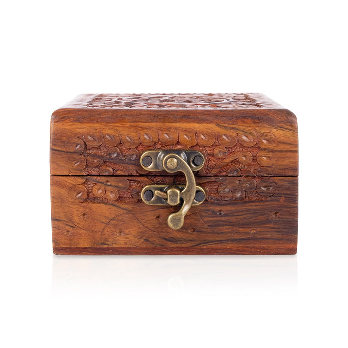 Kashmiri Work Design Box - 2.5 x 4 Inches | Storage Box/ Wooden Jewel Box/ Container for Women