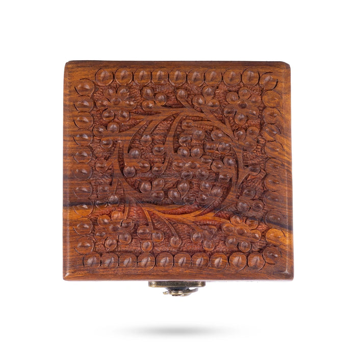 Kashmiri Work Design Box - 2.5 x 4 Inches | Storage Box/ Wooden Jewel Box/ Container for Women