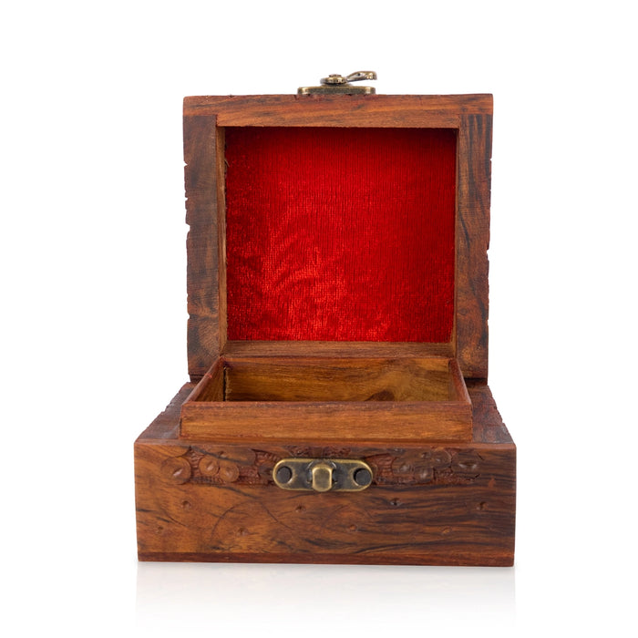 Kashmiri Work Design Box - 2.5 x 4 Inches | Storage Box/ Wooden Jewel Box/ Container for Women
