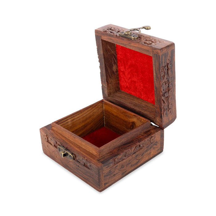 Kashmiri Work Design Box - 2.5 x 4 Inches | Storage Box/ Wooden Jewel Box/ Container for Women