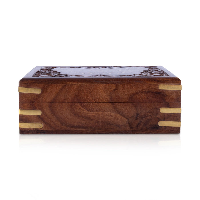 Wooden Box - 2.5 x 7 Inches | Butterfly Design Storage Box/ Jewellery Box for Home Organization & Gifting