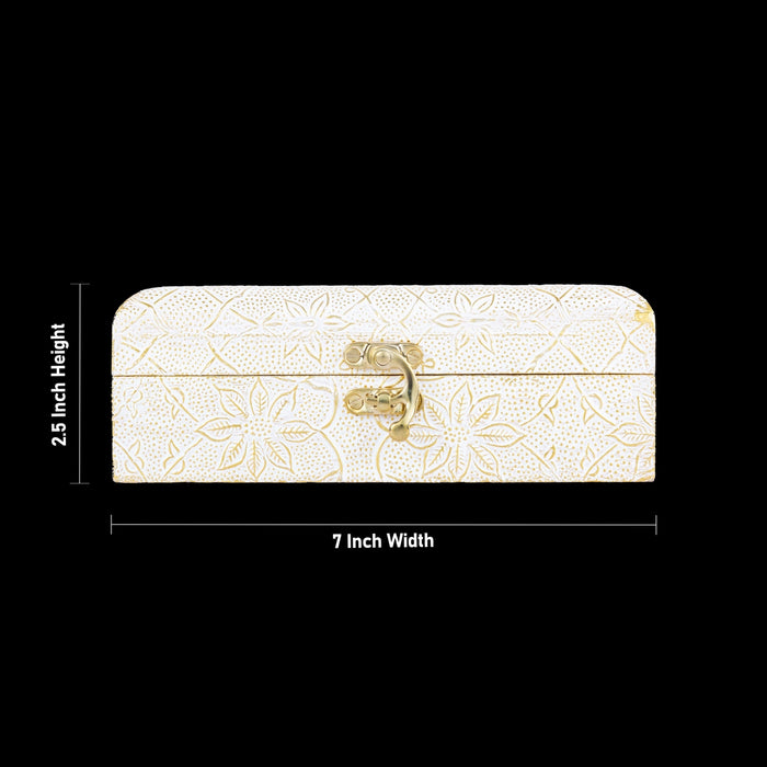 Jewel Box With Lock - 2.5 x 7 Inches | Storage Box/ Jewellery Box / Wooden Container for Women