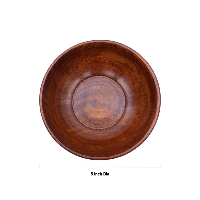 Wooden Bowl - 5 Inches | Serving Bowl/ Cup/ Salad Bowl/ Fruit Bowl for Home