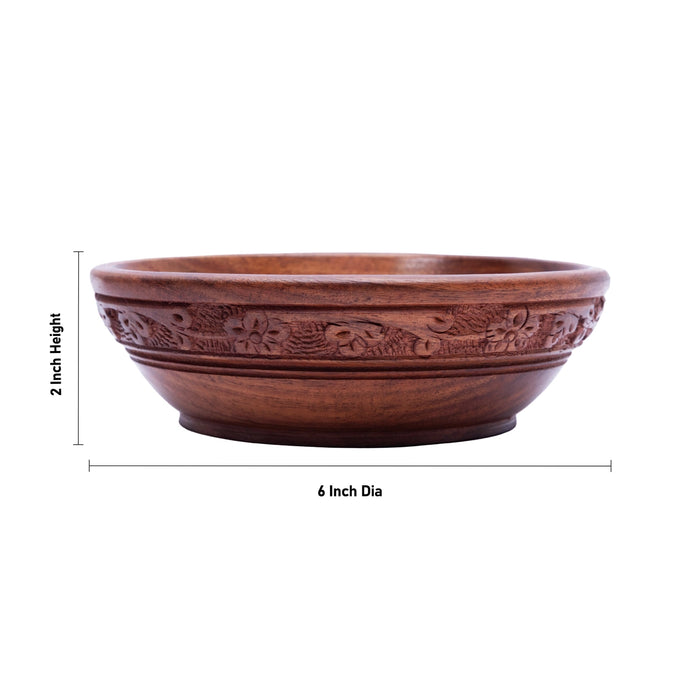 Wooden Bowl - 2 x 6 Inches | Carved Bowl/ Kitchen Cup/ Serving Bowl/ Wooden Cup for Home