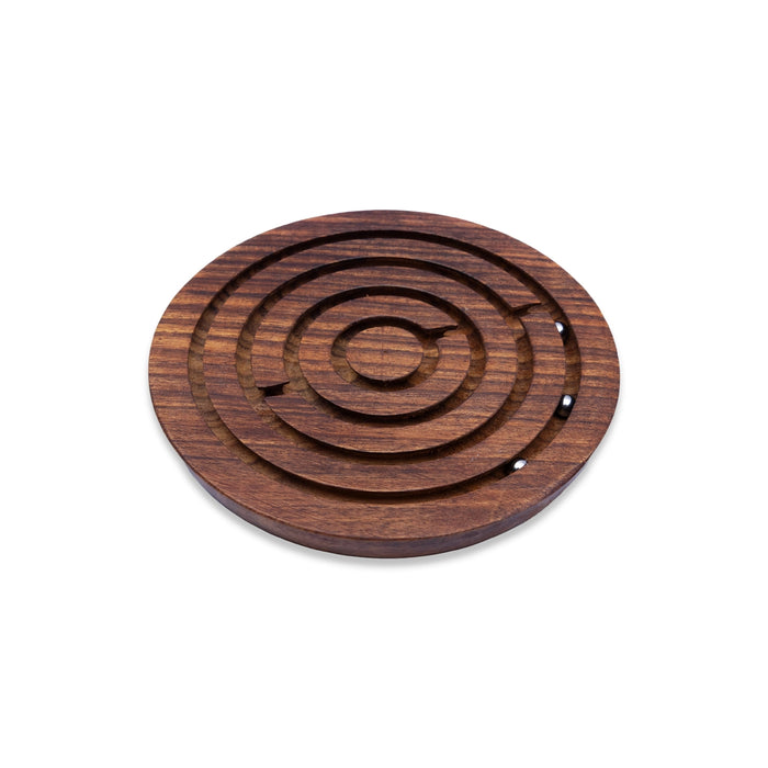 Game plate - 4 Inches | Round Wooden Maze Puzzle/ Labyrinth Puzzle Toy with Steel Ball for Kids & Adults