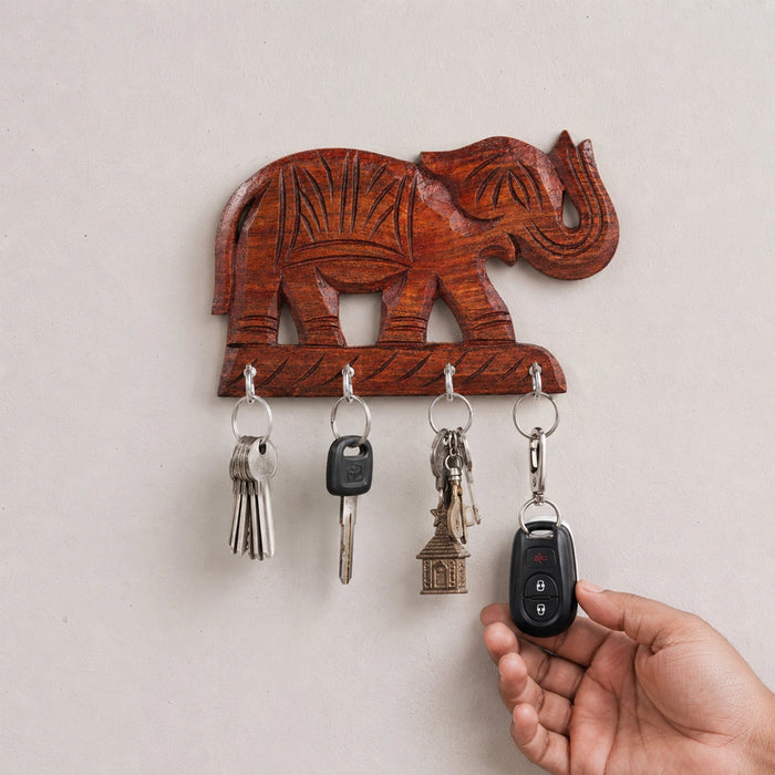 Elephant Design Key Holder - 5 x 8 Inches | Key Hanger/ Decorative Hanging/ Key Holder for Wall Decor