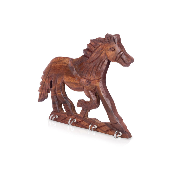 Wooden Horse Key Holder - 6.5 x 8.5 Inches | Wall Mounted Key Stand/ Key Hanger for Office & Home Entrance