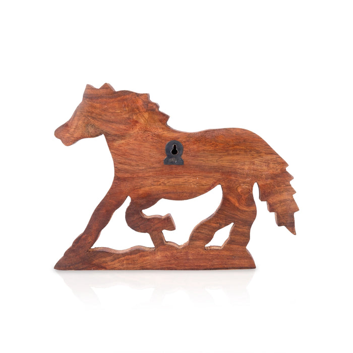 Wooden Horse Key Holder - 6.5 x 8.5 Inches | Wall Mounted Key Stand/ Key Hanger for Office & Home Entrance