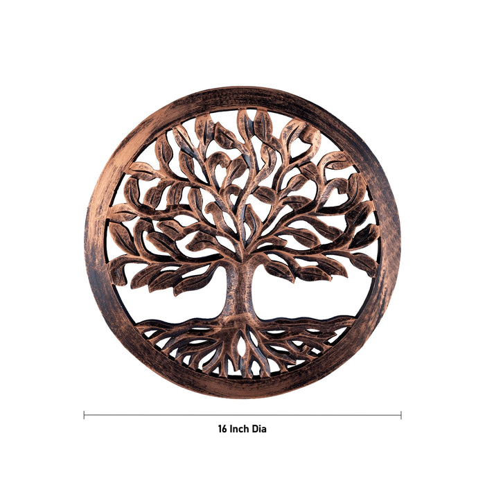 Wooden Wall Panel - 16 Inches| Tree Design Wall Hanging/ Round Tree Wall Art for Home & Office